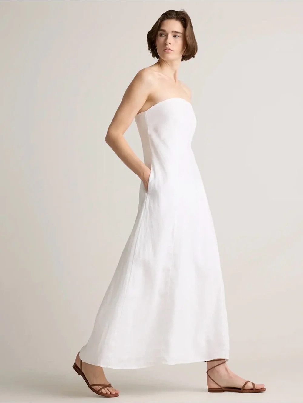 Quince 100% European Linen Strapless Maxi Dress - Picture 3 of 9